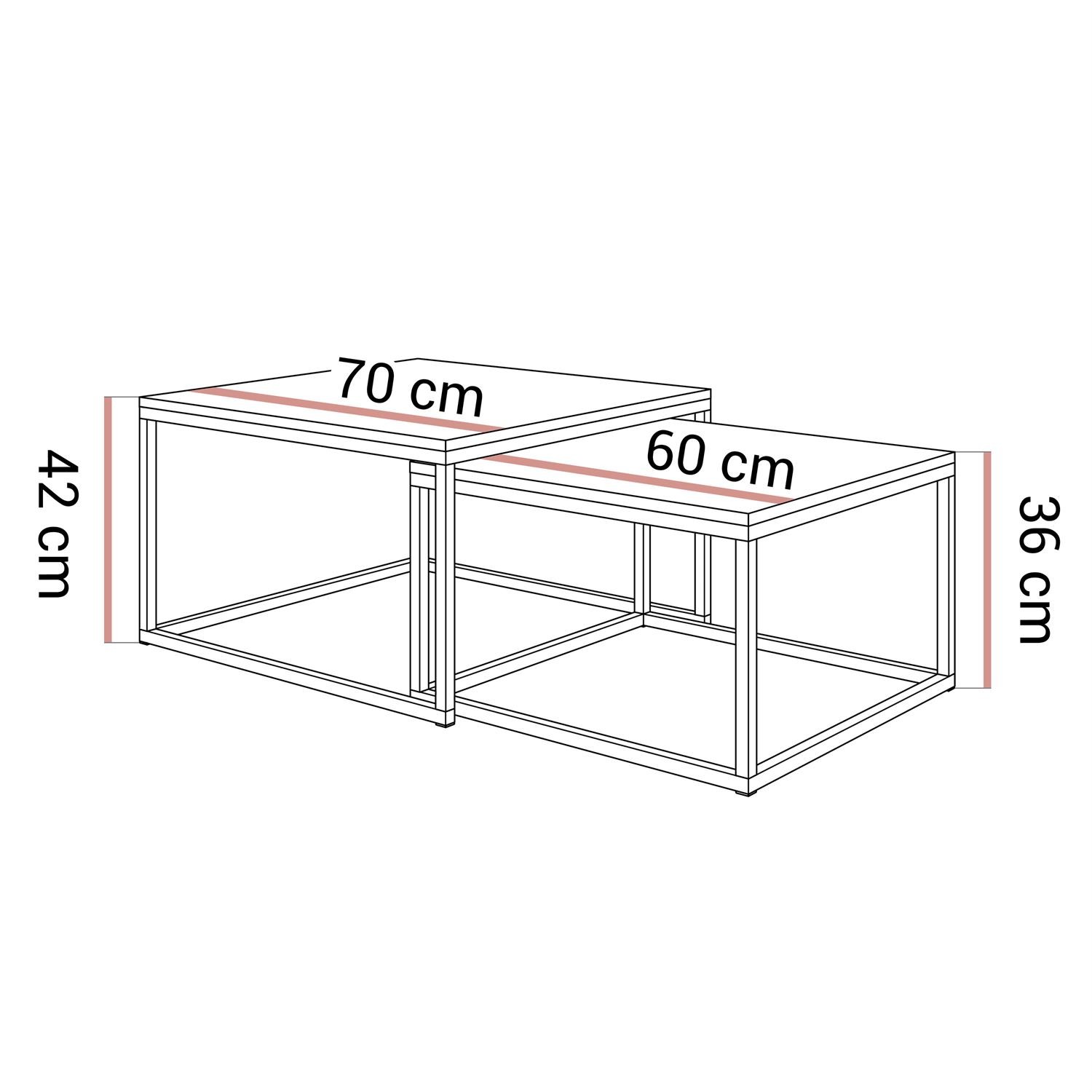 Zestaw stolików kawowych ISA 2w1
