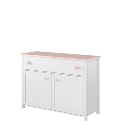 Komoda z szufladą LUNA LN-05 2d1s biały/różowy
