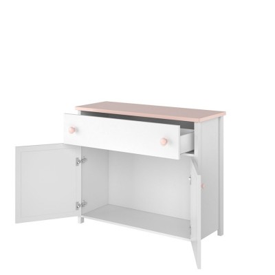 Komoda z szufladą LUNA LN-05 2d1s biały/różowy