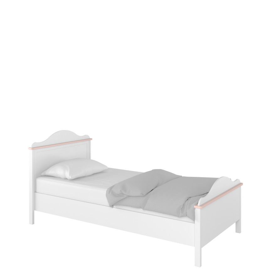 Łóżko z materacem LUNA LN-08 biały/różowy