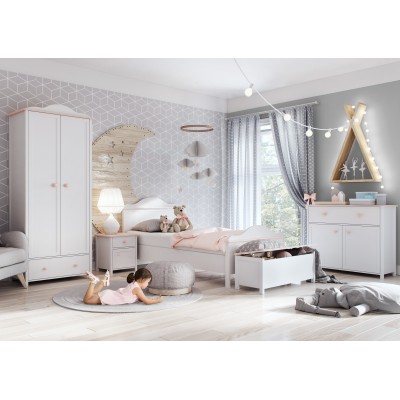 Łóżko z materacem LUNA LN-08 biały/różowy