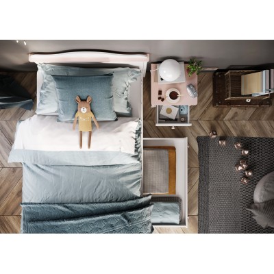 Łóżko z materacem LUNA LN-08 biały/różowy