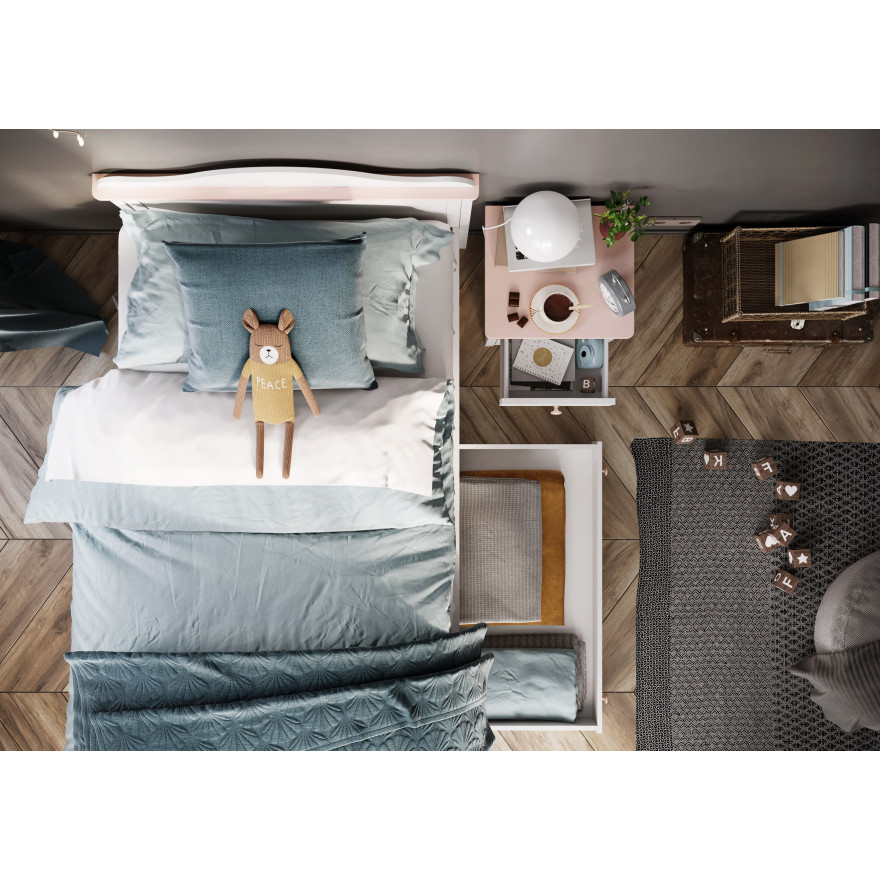 Łóżko z materacem LUNA LN-08 biały/różowy