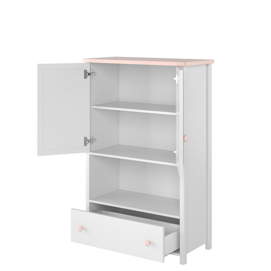 Komoda LUNA LN-11 2d1s biały/różowy