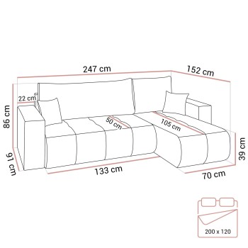 Narożnik tapicerowany CLOUD II L z funkcją spania