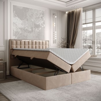 Łóżko kontynentalne ISADORA SILVER z pojemnikiem na pościel