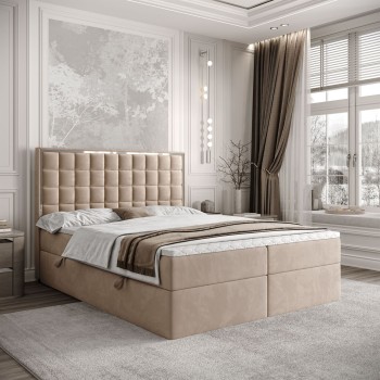 Łóżko kontynentalne ISADORA SILVER z pojemnikiem na pościel