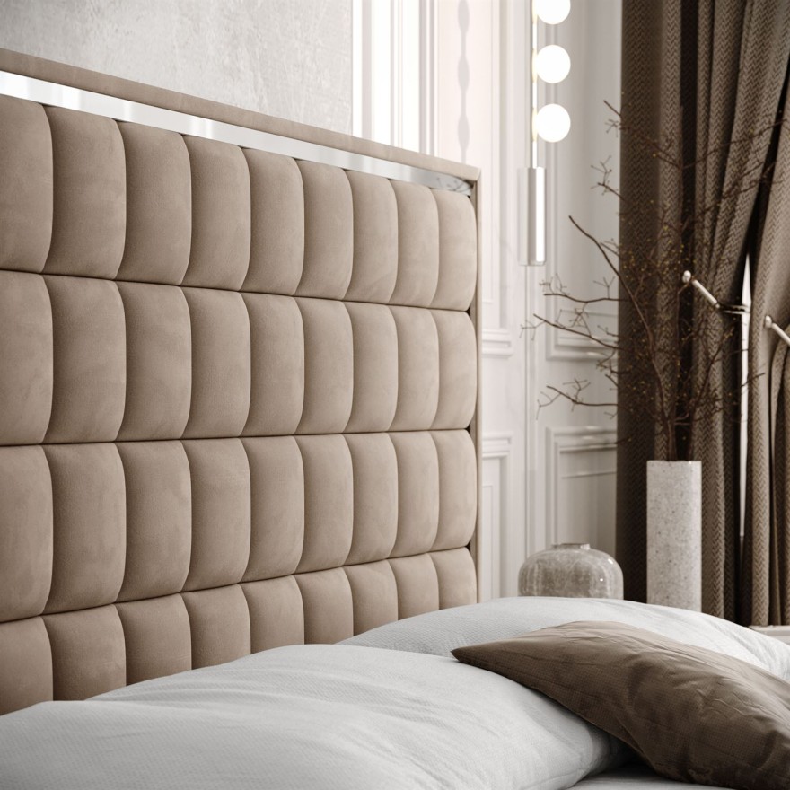 Łóżko kontynentalne ISADORA SILVER z pojemnikiem na pościel