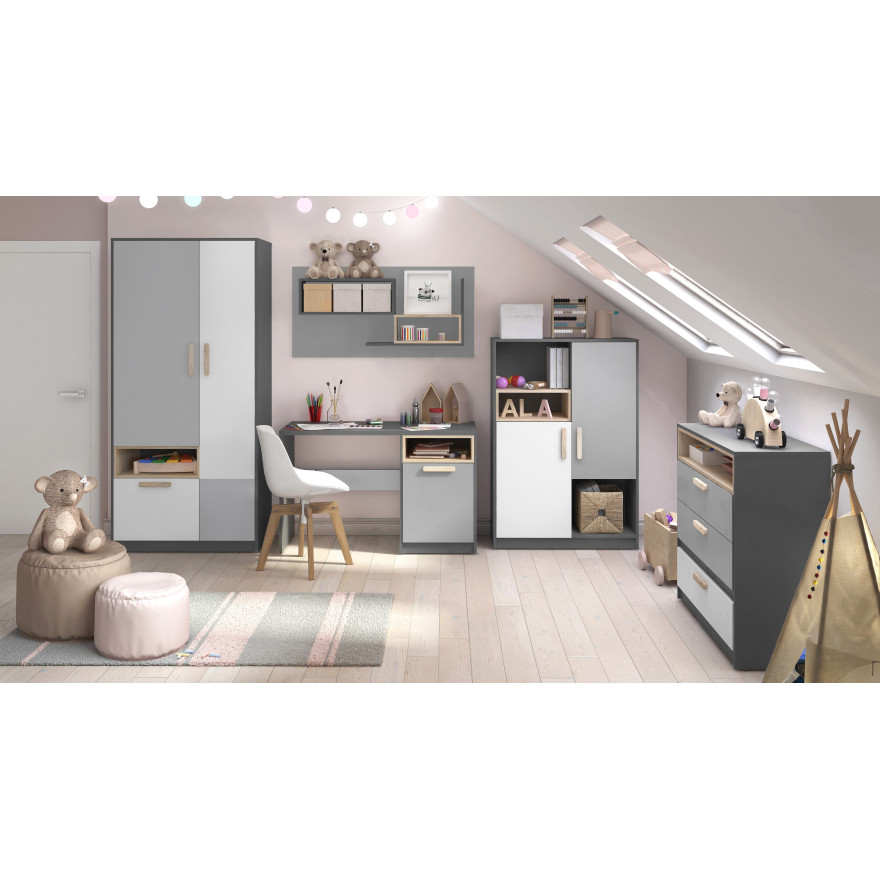 Półka wisząca POK PO-10 grafit/buk ibsen/szary jasny