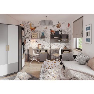 Półka wisząca POK PO-10 grafit/buk ibsen/szary jasny