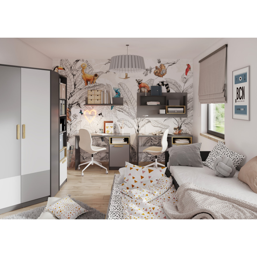 Półka wisząca POK PO-10 grafit/buk ibsen/szary jasny