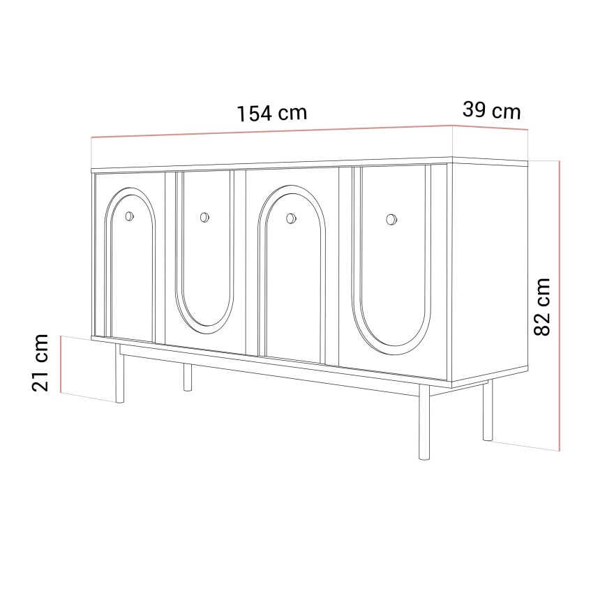 Komoda LIBERTY 4D na drewnianych nóżkach