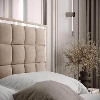 Łóżko tapicerowane ISADORA SILVER z pojemnikiem na pościel