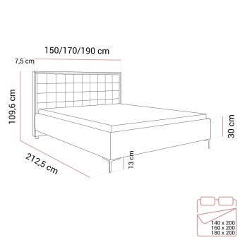 Łóżko tapicerowane ISADORA GOLD z pojemnikiem na pościel