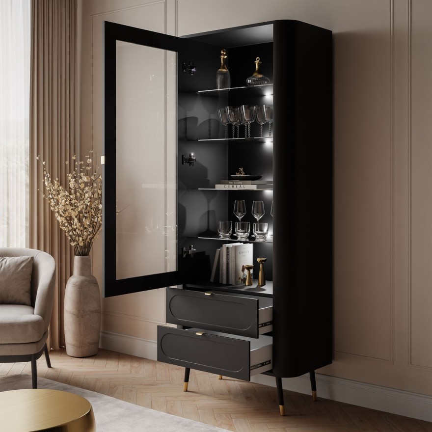 Przeszklona witryna SHADOW z półkami