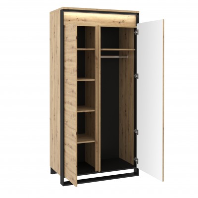 Szafa z oświetleniem QUANT QA-01 2d dąb artisan/czarny