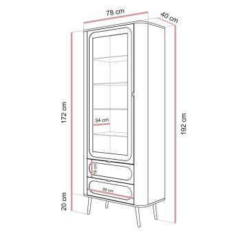 Przeszklona witryna SHADOW z półkami