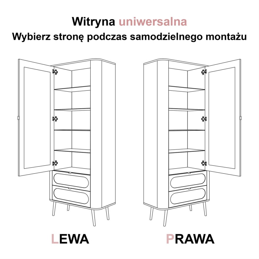 Przeszklona witryna SHADOW z półkami