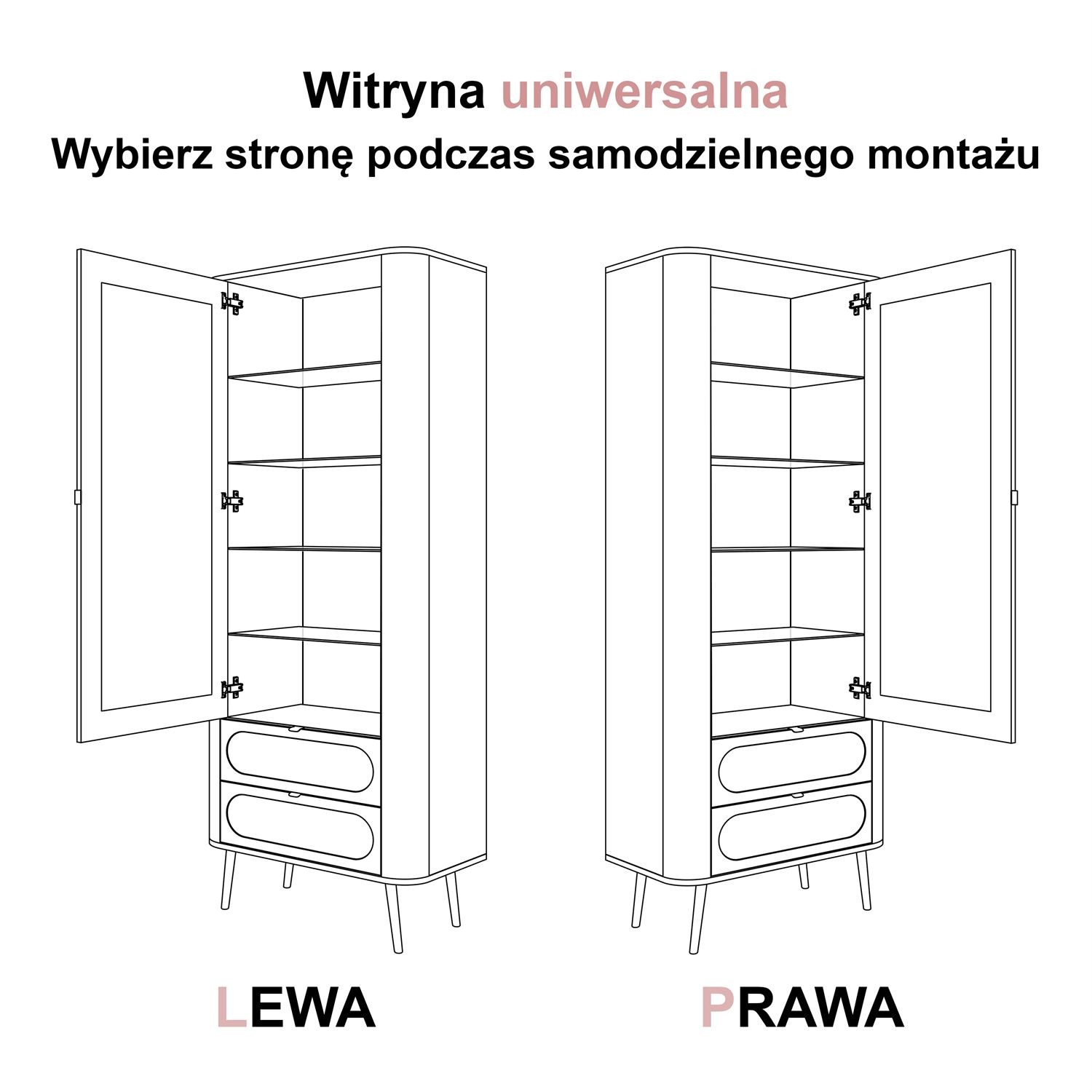 Przeszklona witryna SHADOW z półkami
