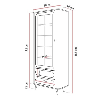 Przeszklona witryna SHADOW II z półkami