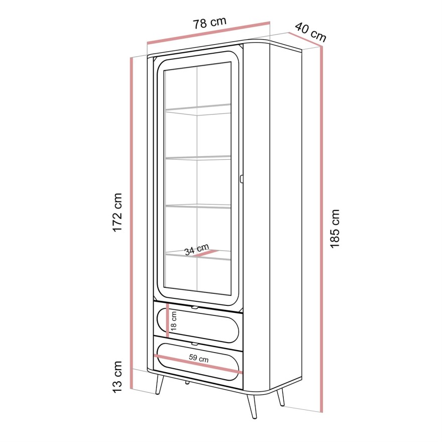 Przeszklona witryna SHADOW II z półkami