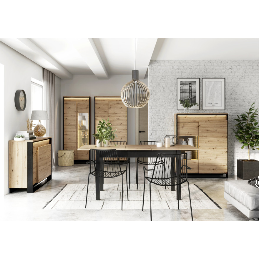 Szafa z oświetleniem QUANT QA-01 2d dąb artisan/czarny