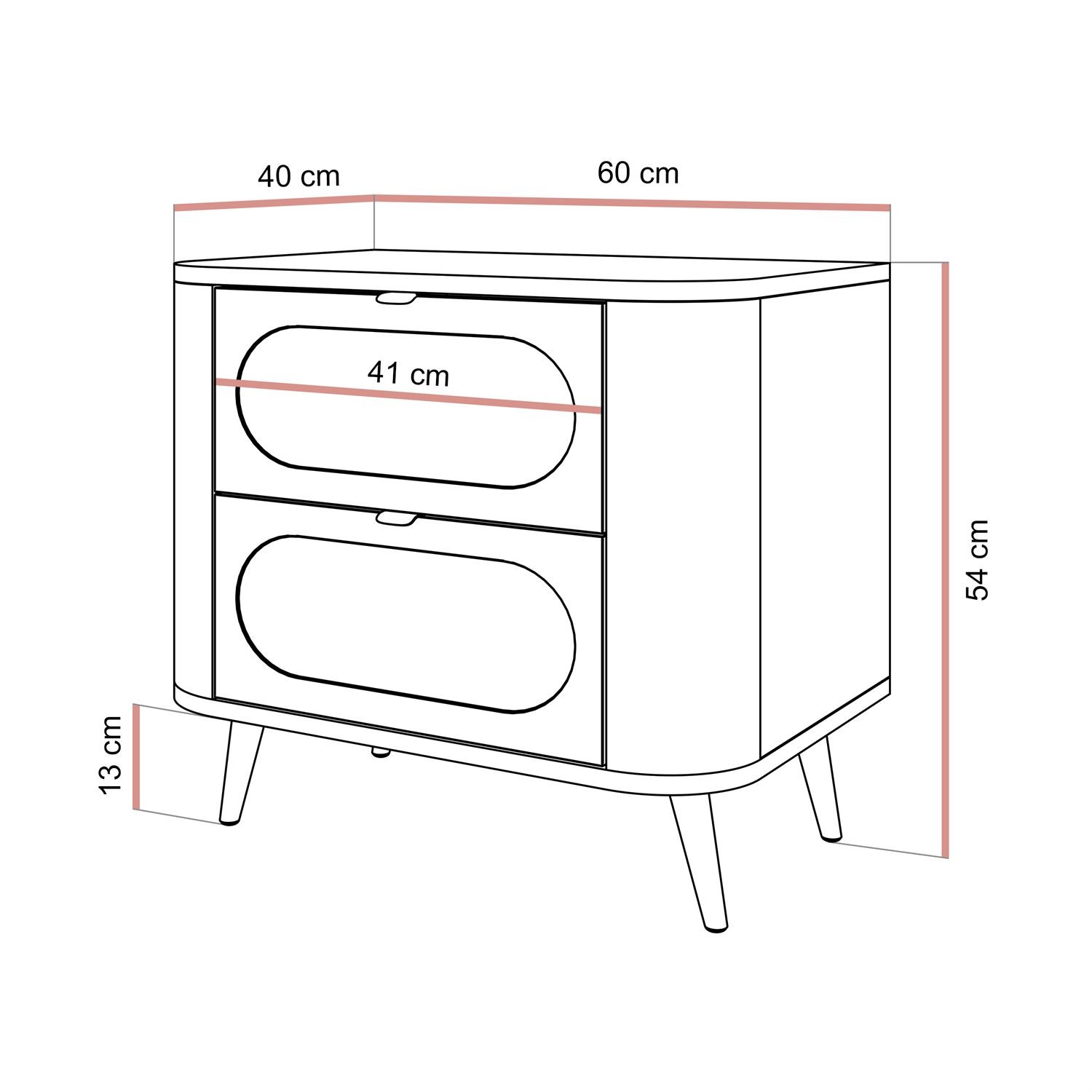 Szafka nocna SHADOW II 2S z szufladami