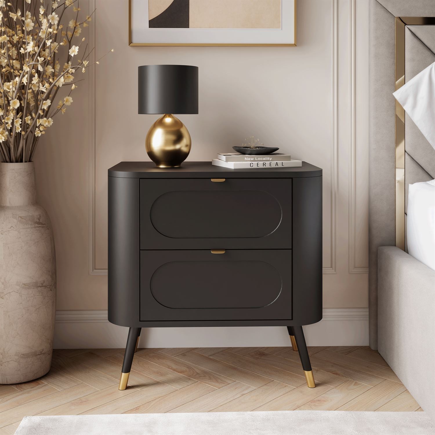 Szafka nocna SHADOW 2S na wysokich nóżkach