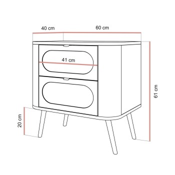 Szafka nocna SHADOW 2S na wysokich nóżkach
