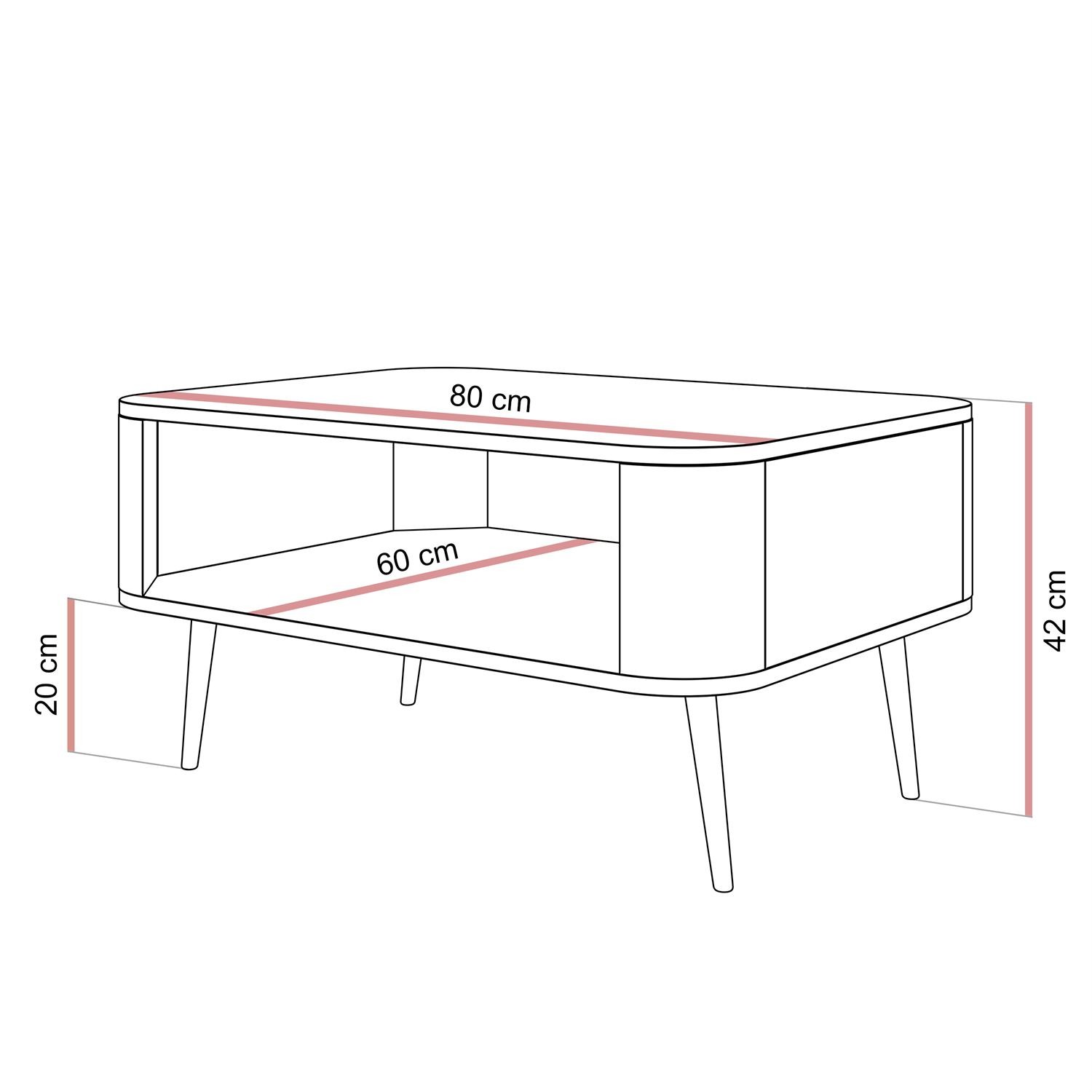 Stolik kawowy SHADOW z półką pod blatem