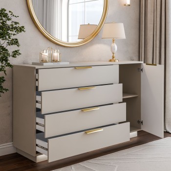 Komoda LINA KASZMIR 1D4S z oświetleniem LED na cokole