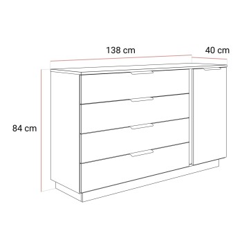 Komoda LINA KASZMIR 1D4S z oświetleniem LED na cokole