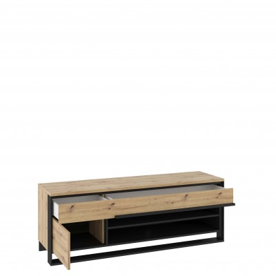 Szafka RTV 1d1s z oświetleniem QUANT QA-04 dąb artisan/czarny