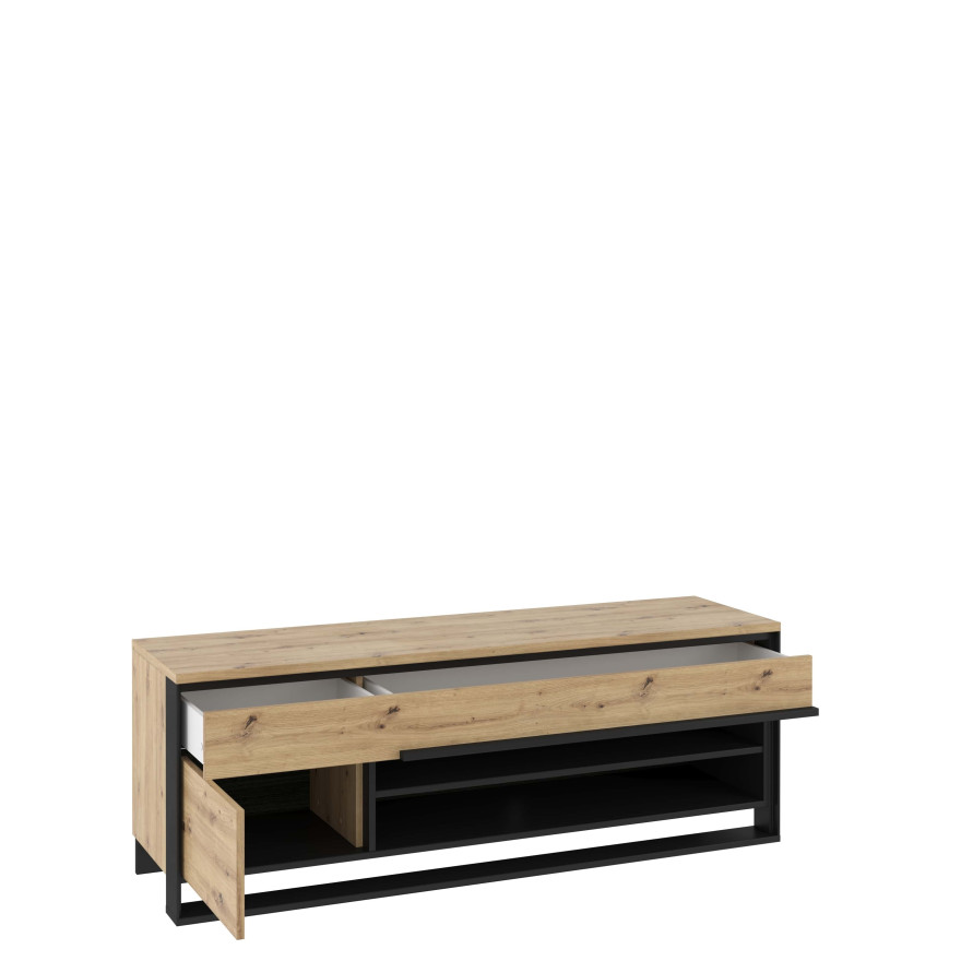 Szafka RTV 1d1s z oświetleniem QUANT QA-04 dąb artisan/czarny