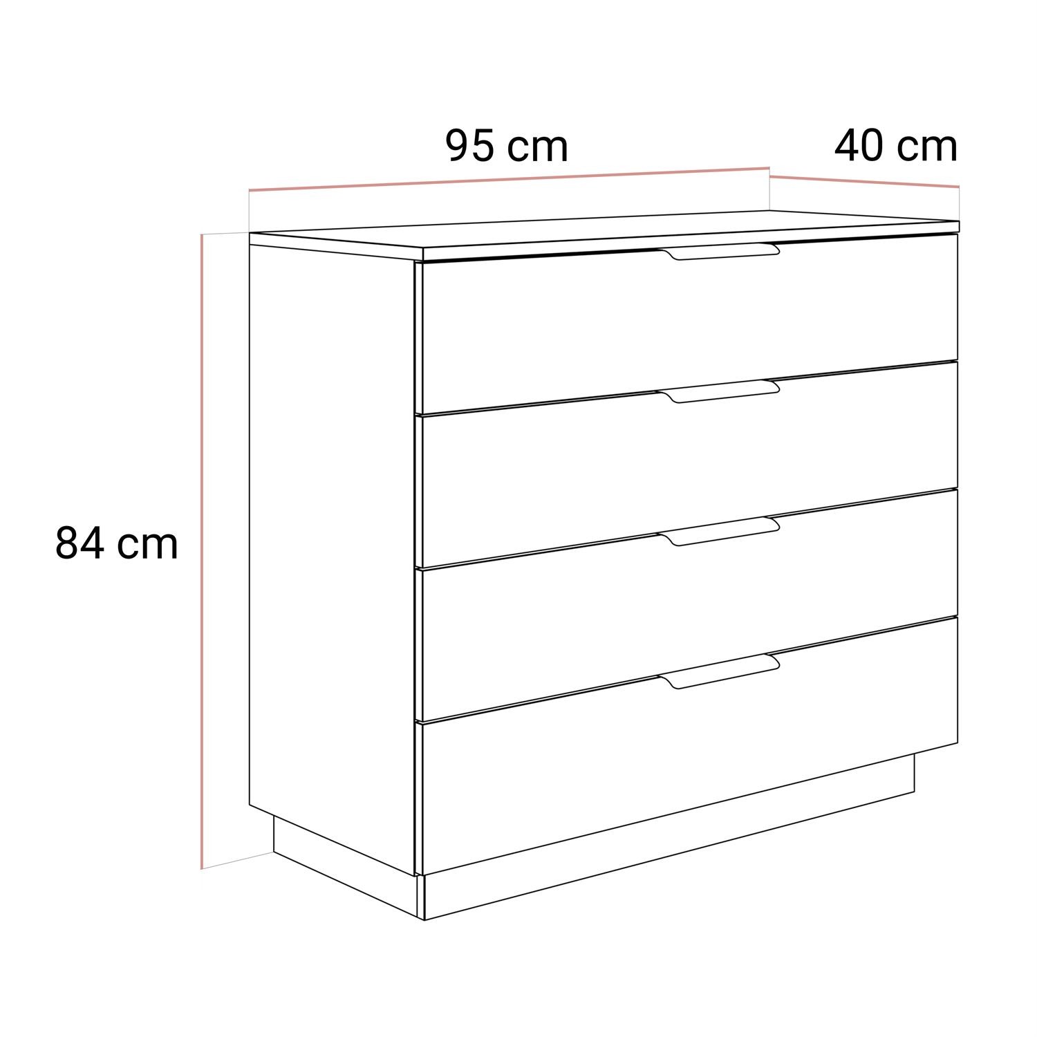 Komoda LINA KASZMIR 95 z oświetleniem LED na cokole