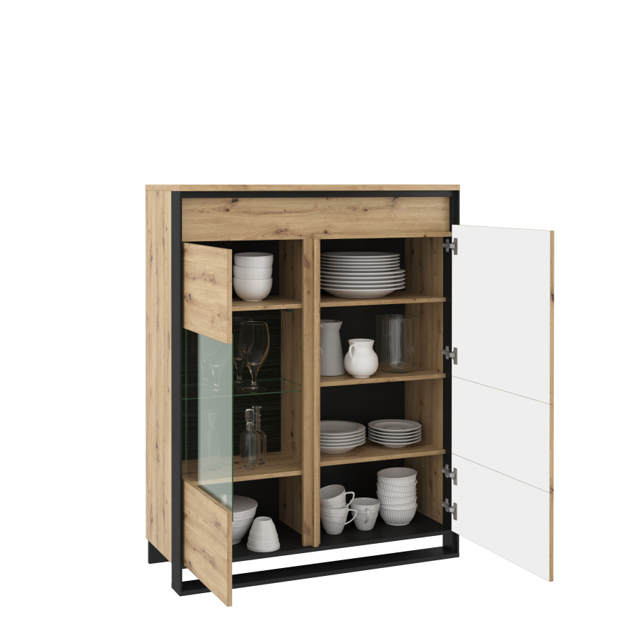 Szafka 1d1w z oświetleniem QUANT QA-06 dąb artisan/czarny Szafka 1d1w z oświetleniem QUANT QA-06 dąb artisan/czarny