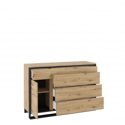 Komoda 1d4s z oświetleniem QUANT QA-08 dąb artisan/czarny