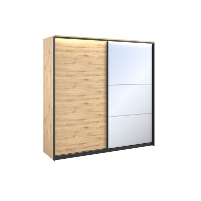 Szafa przesuwna 2d z oświetleniem QUANT QS-01 dąb artisan/czarny Szafa przesuwna 2d z oświetleniem QUANT QS-01 dąb artisan/czarny