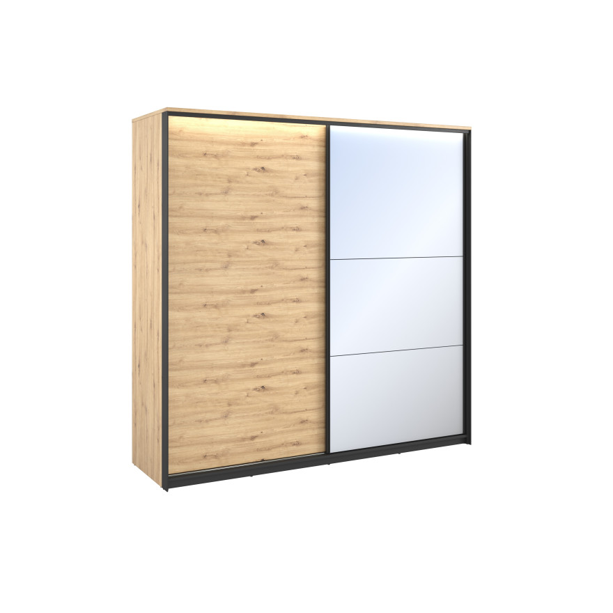 Szafa przesuwna 2d z oświetleniem QUANT QS-01 dąb artisan/czarny Szafa przesuwna 2d z oświetleniem QUANT QS-01 dąb artisan/czarny