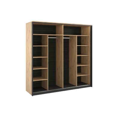 Szafa przesuwna 2d z oświetleniem QUANT QS-01 dąb artisan/czarny Szafa przesuwna 2d z oświetleniem QUANT QS-01 dąb artisan/czarny