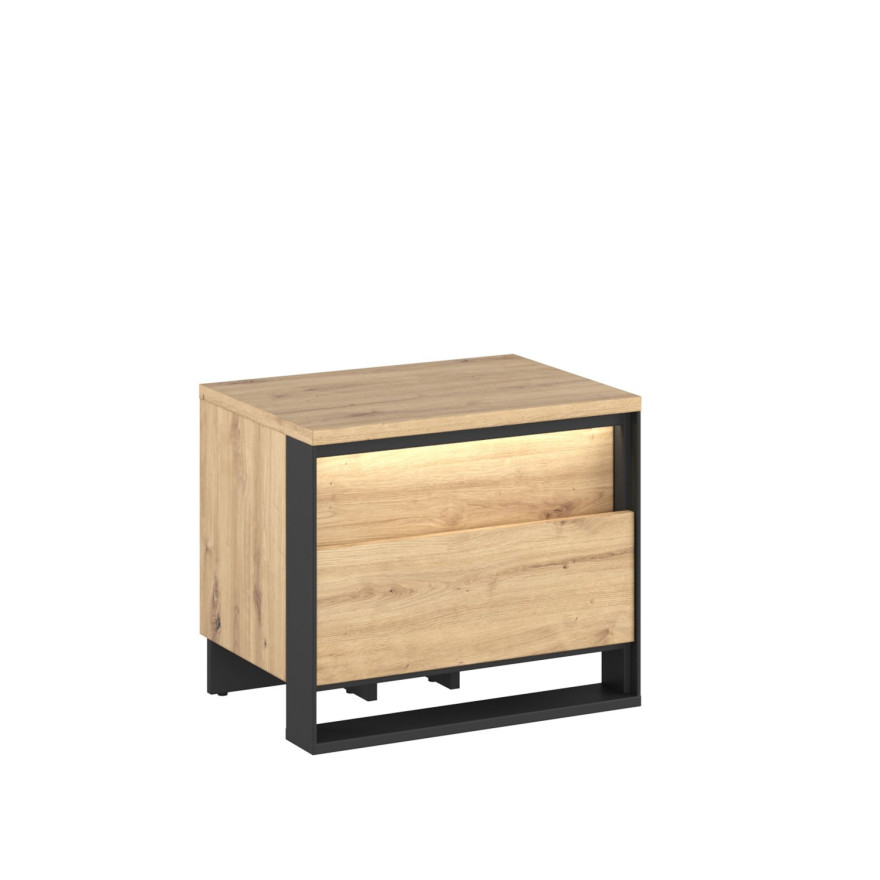 Stolik nocny z oświetleniem QUANT QS-03 dąb artisan/czarny