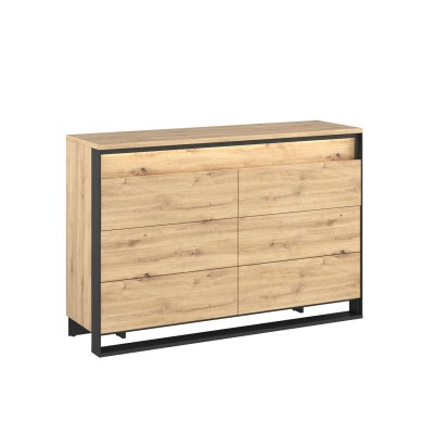 Komoda 6d z oświetleniem QUANT QS-04 dąb artisan/czarny