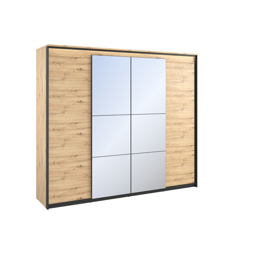 Szafa 4d z oświetleniem QUANT QS-05 dąb artisan/czarny