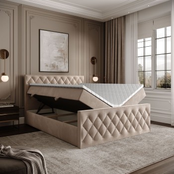 Łóżko kontynentalne INEZ II z pojemnikiem na pościel