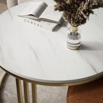 Stolik kawowy z pufą LORI MAT złoto szczotkowane