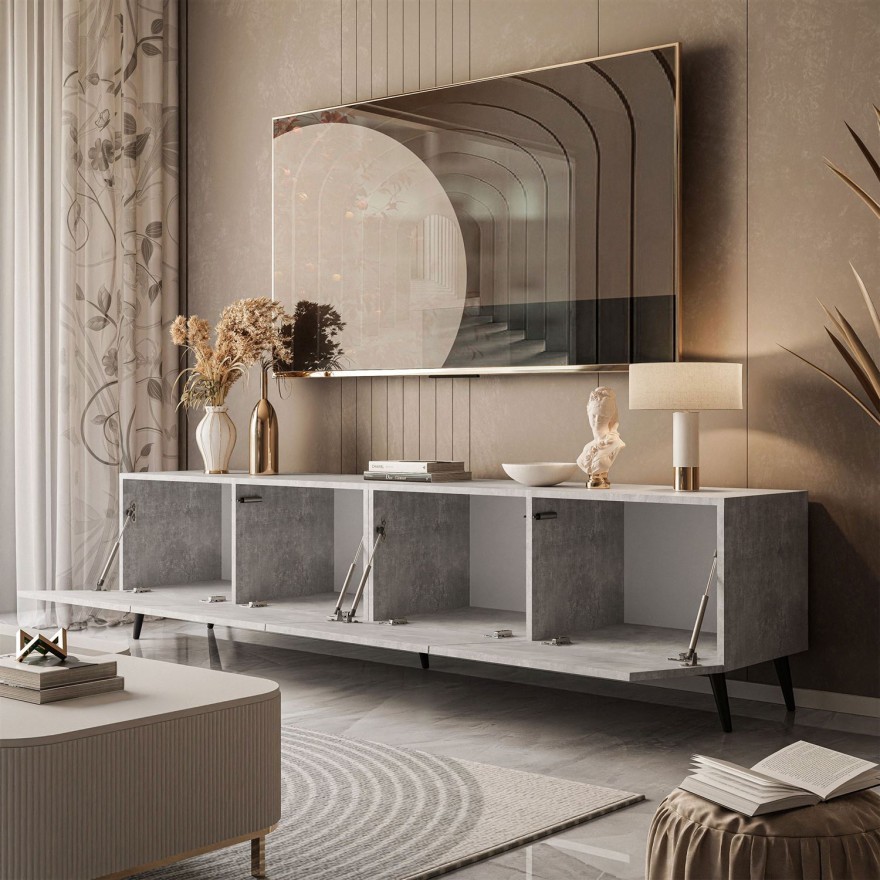 Szafka RTV COLGANTE BETON 200 cm na nóżkach