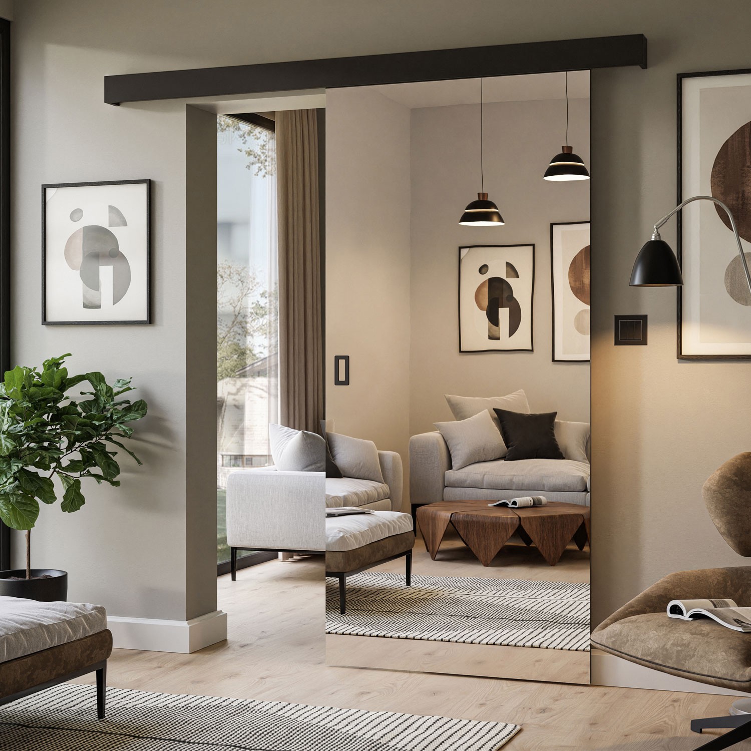 Drzwi przesuwne RICO II z lustrem