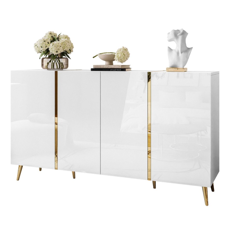 Komoda ONYX 4D 158 cm na złotych nóżkach