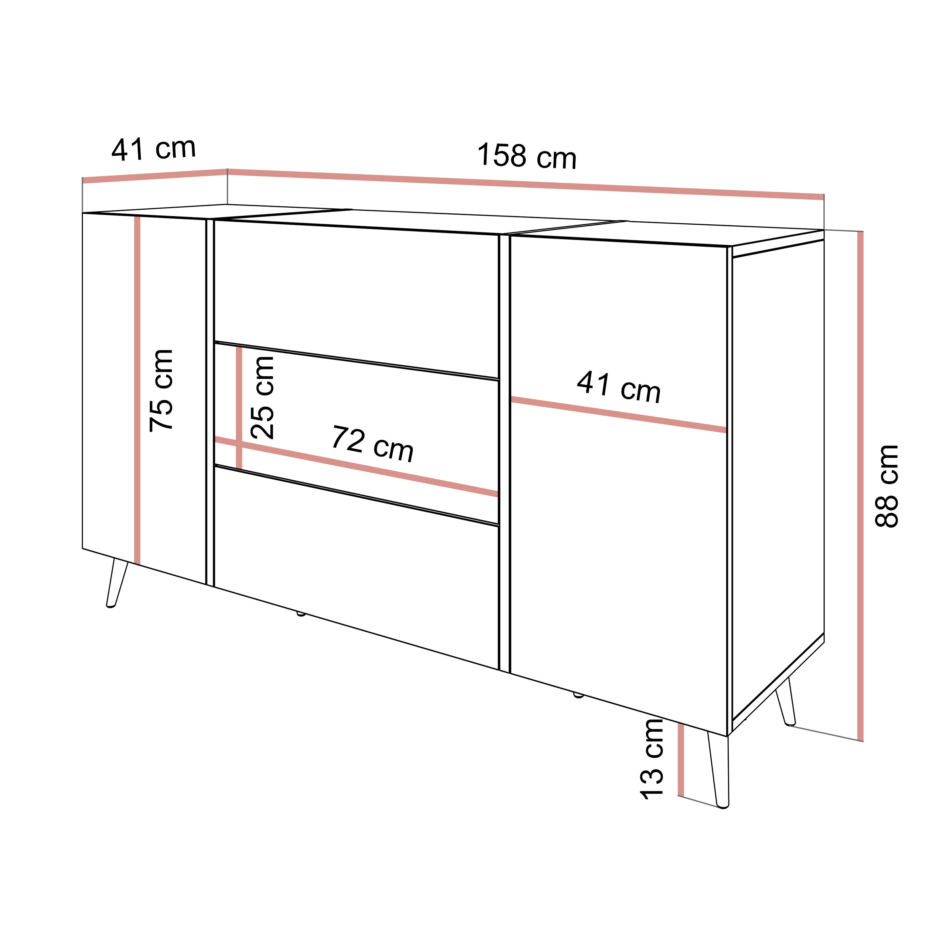 Komoda z szufladami ONYX LOFT na nóżkach
