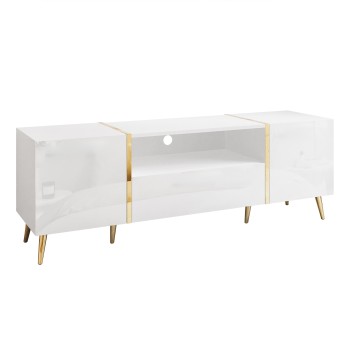 Szafka RTV ONYX na złotych nóżkach wysoki połysk 158 cm